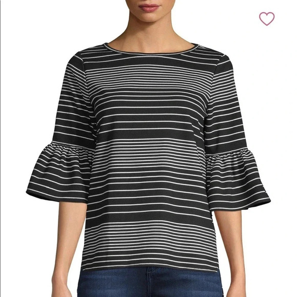 Max Studio | Striped Bell Sleeve Top - Picture 1 of 8